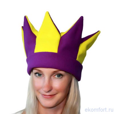 Карнавальная шапка &quot;Арлекин&quot; фиолетово-желтая Обхват головы: 60 см
Материал: флис