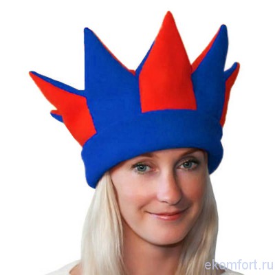 Карнавальная шапка &quot;Арлекин&quot; сине-красная Обхват головы: 60 см
Материал: флис