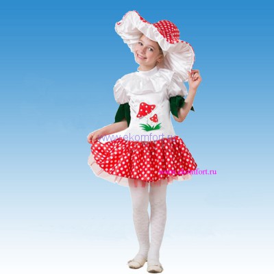 Костюм Грибок  - девочка  /Карнавальный костюм Гриб – девочка . Комплектность: платье, шапка. 