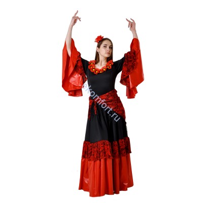 Карнавальный костюм цыганка красно-черный Карнавальный костюм цыганка красно-черный