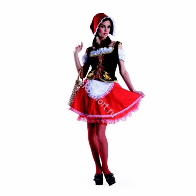 Карнавальный костюм Красная Шапочка с жилетом /Карнавальный костюм Красная шапочка с жилетом для взрослых. Комплектность: блуза, жилет, юбка с фартуком, шапочка.  