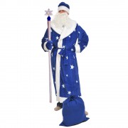 Новогодний костюм Деда Мороза синий плюш