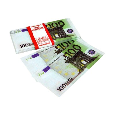 Имитация пачки денег (100 евро) Купюры номиналом 100 евро.
Незаменимый аксессуар для любых свадебных конкурсов. 
