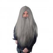 Карнавальный парик  "Колдун" длинный серый