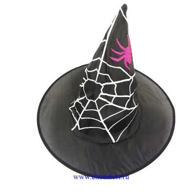 Колпак ведьмы с блестящим пауком Размер: 56
Цвет: Черный
Материал: 	Ткань (ПЭ 100%), металл
Производитель:  Китай 