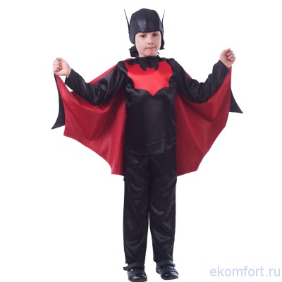 Костюм Бэтмена В комплект входят: шапочка, рубашка, плащ, брюки
Размеры: 110, 116, 122, 128, 134, 140