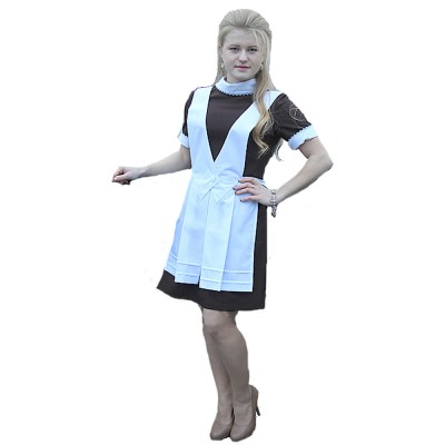 Фартук для школьного платья, с пуговицей 
Состав ткани - 65% х/б и 358% п/э. 
Длина фартука 44 см от начала пояса.