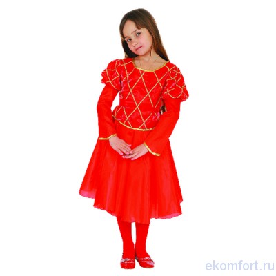 Карнавальный костюм Принцесса (красный) Карнавальный костюм Принцесса (красный)
Комплект: платье, нижняя юбка
Материалы: крепсатин, фатин, бязь (100% хлопок)
Рост: 116-122 см
Произведено в  России