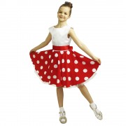 Платье «Стиляга» для девочки (бело-красное) 