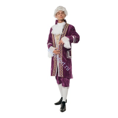 Костюм Моцарта Карнавальный костюм Моцарта.
Состав: камзол, украшенный ажурным кружевом с вышивкой, жилет, бриджи, жабо, парик.
Материал: бархат, жаккард, атлас.
Производство: Украина