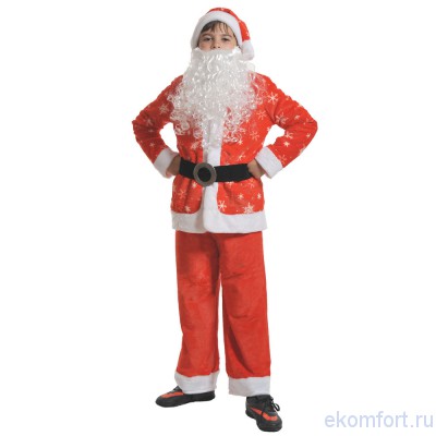 Карнавальный детский костюм Санта Клауса В комплект костюма входят: пояс, штаны, куртка, шапка, борода.
Материал: плюш
Размеры: 32-34
