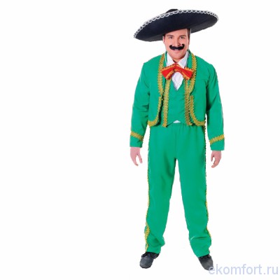 Костюм Мексиканец зеленый Размер: 46-50
В комплект входят: брюки, жакет, манишка с жилетом, на которой так же присутствует красный бант
Материал: ткань (ПЭ)