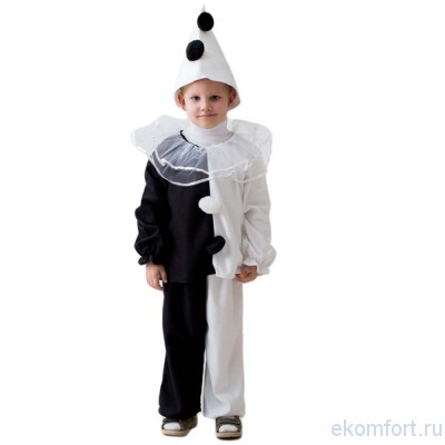 Костюм Пьеро детский Костюм Пьеро детский​В костюм входит: колпак, воротник, кофта, штаны​Состав: трикотаж