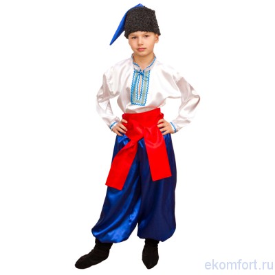 Национальный костюм &quot;Украинский мальчик&quot; В комплект входят: шапка, рубаха, шаровары, пояс, сапоги
Материал: текстиль
Размеры: 30, 34, 38

Примечание: 38 дороже