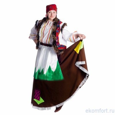 Костюм Баба-Яга (SP) Карнавальный костюм Баба-Яга (SP)
Состав: юбка с фартуком,блуза, жилет, платок.
Материал: габардин, хб, атлас.
Производство: Украина