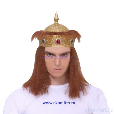 Карнавальная шляпа &quot;Корона с волосами&quot; Размер: 56
Цвет: Коричневый
Материал: 	Латекс, искусственный волос
Производитель: Китай 
