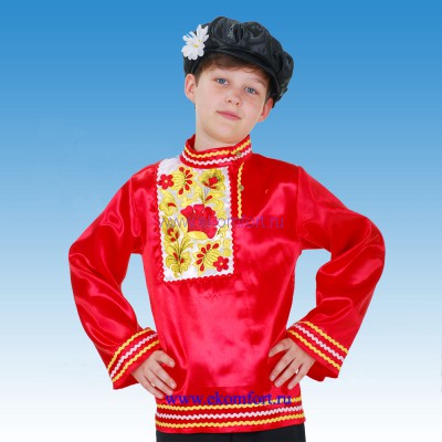 Костюм &quot;Хохлома&quot; для мальчика с вышивкой В костюм входит: рубаха, картуз
Материал: атлас
Размеры:122-128, 134-140, 146-152 см
Производство:Украина