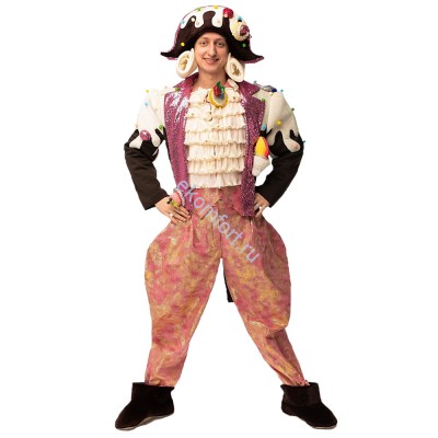 Карнавальный костюм «Шоко-Денди» В комплект входят: фрак, жилет, брюки, головной убор, обувь
Материал: велюр, замш, шифон, синтепон и поролон
Размер: 48-50
Артикул: ВМ293