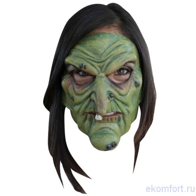 Карнавальная маска для Хэллоуина  &quot;Ведьма зеленая с зубом&quot; Карнавальная маска для Хэллоуина  "Ведьма зеленая с зубом"
Материал: Латекс
Производитель: Мексика