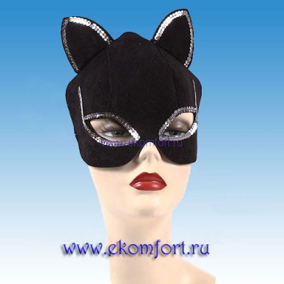 Венецианская маска&quot;Черная кошка&quot; арт.901 Маска украшена паетками.
Производство: Италия
