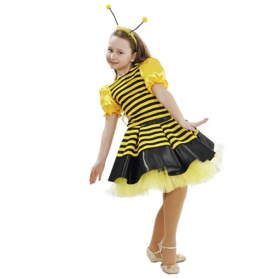 Карнавальный костюм «Пчелка» с юбкой-пачкой  В комплект входят: кофта, юбка-пачка, рожки
Материал: атлас, вискоза, фатин
Подходит на рост: 110-116, 122-128, 134-140 см