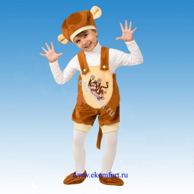 Карнавальный костюм &quot;Обезьянка кроха&quot;  Веселая обезьянка от души повеселится в Новом году.
В костюм входит:полукомбинезон, пинетки, шапочка
Материал:плюш
Размер:26
Производство:Россия