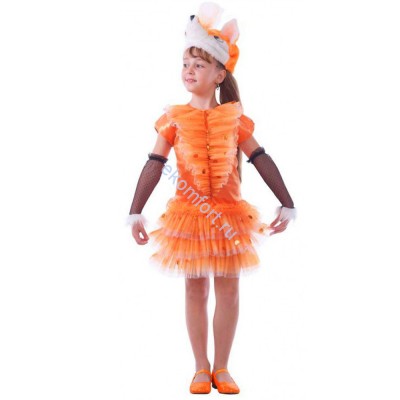Карнавальный костюм «Лисенок» В комплект входят: шапочка, платье, перчатки
Материал: атлас, фатин
Размеры: 104, 110, 116, 122, 128 
Артикул: ЭД0134
