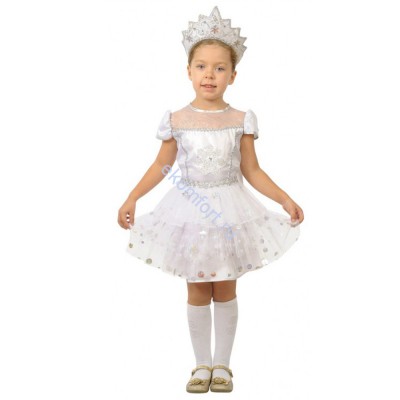 Маскарадный костюм «Снежинка» детская В комплект входят: платье, корона
Материал: атлас, фатин
Размеры: 98,104,110,116
Артикул: ЭД0135