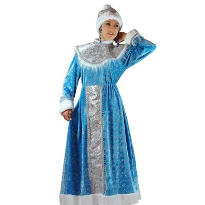 Новогодний костюм «Снегурочка в платье» взрослый В комплект входят: платье из велюра, украшенное мехом, парчой и тесьмой, и шапочка
Размер: 42-44, 46-48
Артикул: В-0007​