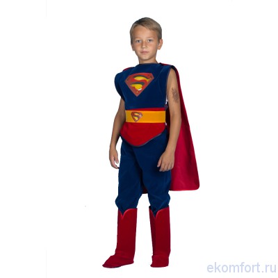 Карнавальный костюм Супермен Карнавальный костюм Супермен из бархата.
Ткань: бархат
Комплектность: куртка, брюки, плащ, сапоги, пояс.
Размеры: 28, 30,32, 34, 36
Производство: Россия