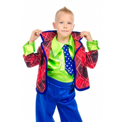Стиляга в пиджаке карнавальный костюм для мальчика Комплектность: рубашка, жакет, галстук, штаны.