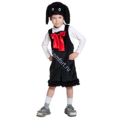  Костюм Пудель черный из плюша Комплектность: полукомбинезон, шапка-маска  , рассчитан на 3-6 лет, рост 92-122см