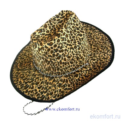 Головной убор &quot;Шляпа ковбоя леопардовая&quot; Размер: 56
Цвет: 	Леопардовый
Материал: 	Ткань(ПЭ 100%), пластмасса
Производитель: Китай 