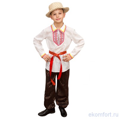 Национальный костюм &quot;Белорусский мальчик&quot;, арт.td072 В комплект входят: штаны, шляпа, пояс
Материал: текстиль
Размеры: 30, 34, 38
