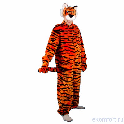 Карнавальный костюм Тигр Карнавальный костюм Тигр для взрослых.
Комплектность: шапка, варежки, комбинезон.
Размеры: 46-48, 50-52, 54-56
Производство: Россия