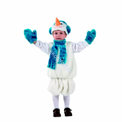 Костюм Снеговик с шарфиком мех Комплектность: маска, безрукавка, шорты, варежки.