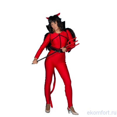 Карнавальный костюм Дьяволица Карнавальный костюм Дьяволица.Комплектность: Комбинезон, пояс, крылья, парик с рожками, трезубец.

