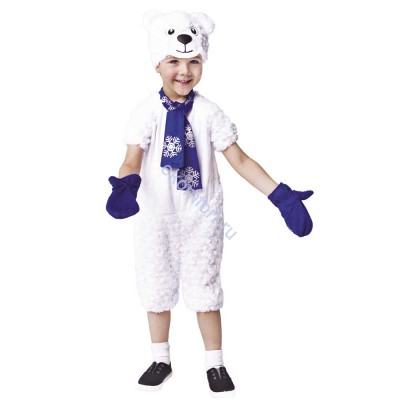 Карнавальный костюм Медведь полярный 937к-18 Легкий, но продуманный образ будет отлично смотреться на любом ребенке.
Комплект состоит из комбинезона, шапки-маски, шарфика и варежек.
Рассчитан на рост: 104-110 см
Артикул: 937 к-18