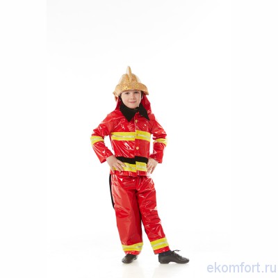 Карнавальный костюм &quot;Пожарный&quot; Карнавальный костюм "Пожарный"
Комплектность: куртка, шапка и штаны.
Ткань: велюр, лак, лазер.
Рост: 110-120 см
Производитель:  Украина