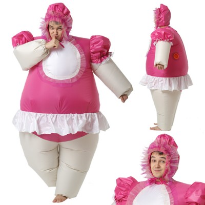 Надувной костюм «Девочка в розовом»  В комплект входят: костюм, вентилятор для его надувания (питание – 4 батарейки, в комплект не входят)
Материал: курточная ткань с ветрозащитной полиуретановой пропиткой.
Подходит на рост 155-200 см.
Производитель: Россия