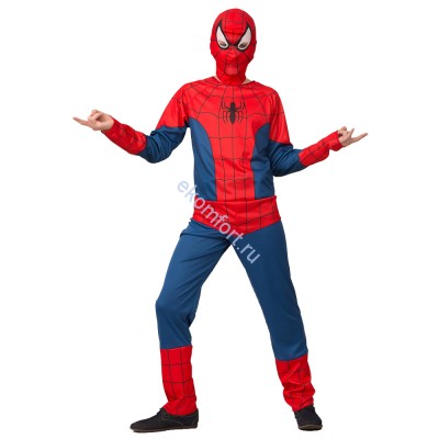 Костюм &quot;Человек-паук&quot; ​В костюм входят: 

Красно-синий верх
Штаны 
Маска
Характеристики:

Материал: текстиль
Размеры: 28, 30, 32, 34, 36, 38