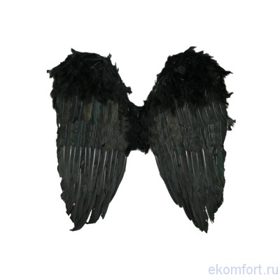 Перьевые чёрные крылья Размер: 50х50 см
Материал: перья, картон, резинка