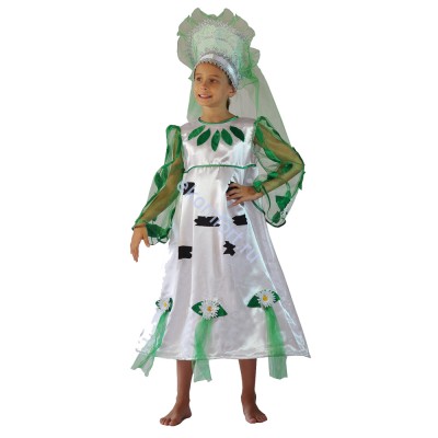Карнавальный костюм «Берёзка»  В комплект входят:  длинное платье, пончо-крона, венок на голову
Рассчитан на рост: 122-134 см