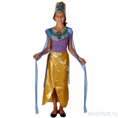 Карнавальный костюм &quot;Египетский&quot; для девочки Комплектность: платье с поясом, корона, воротник.
Размер: на рост ребенка 122-134
Производство: Китай